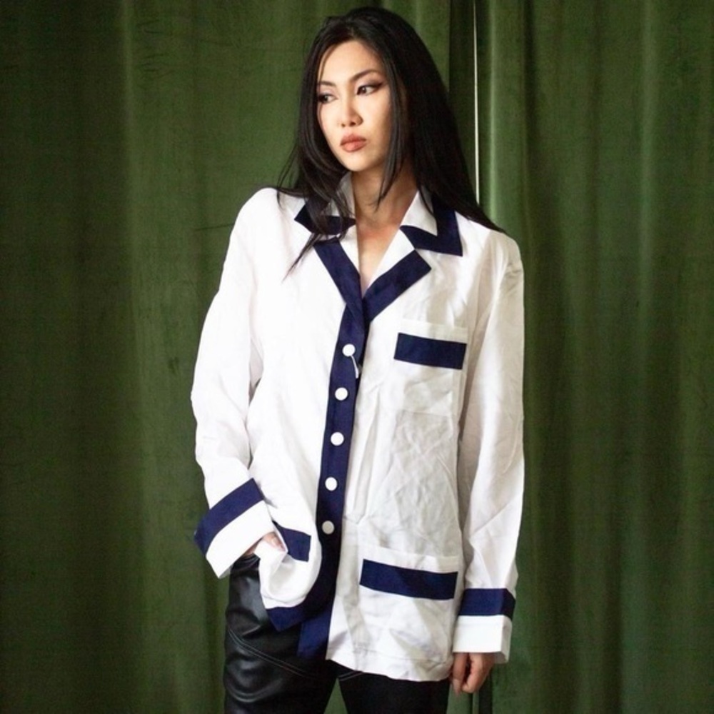 KIMHĒKIM Satin Two Tone PJ Syle Blouse